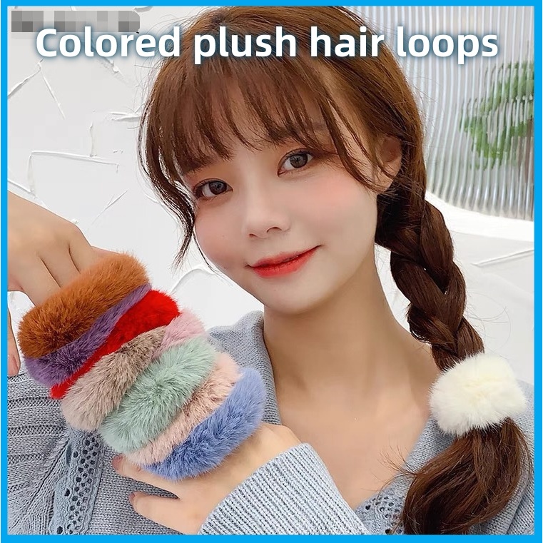 1Pc Cute Faux Fur Hair Scrunchies Fur Hair Ties Fuzzy Fur Hair Band ...