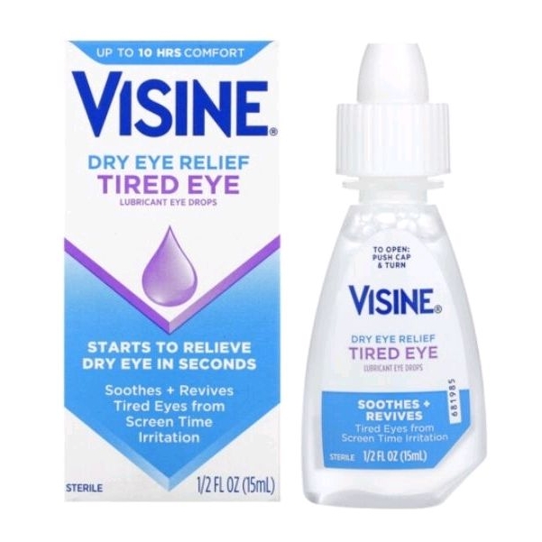 Visine Dry Eye Relief, Lubricant Eye Drops, Tired Eye, Soothes+Revives