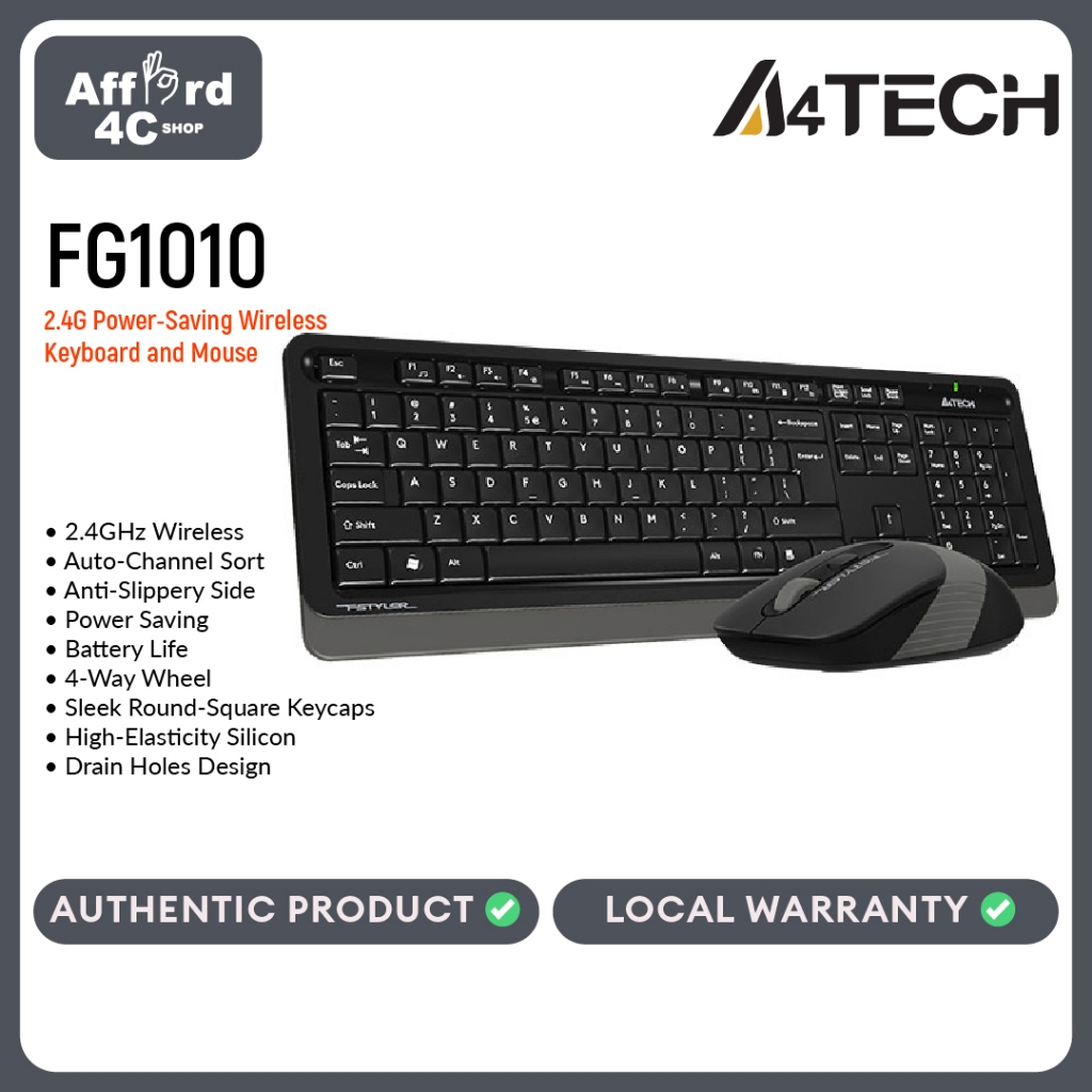 A4tech FG1010 Fstyler 2.4G Power-Saving Wireless Keyboard and Mouse ...