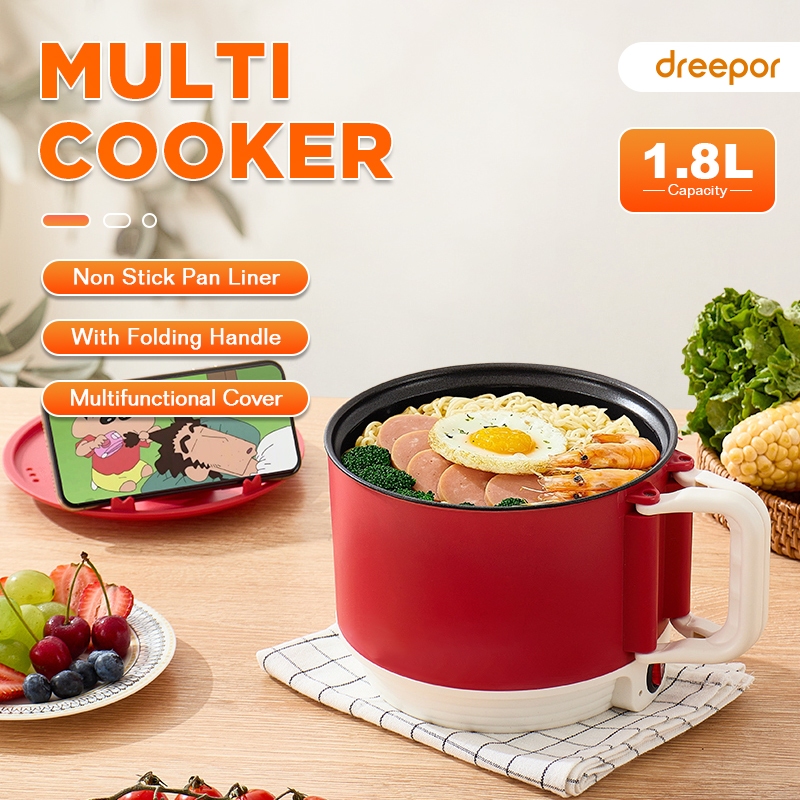 1.8L Mini Rice Cooker Small With Folding Handle Portable Multi Cooker