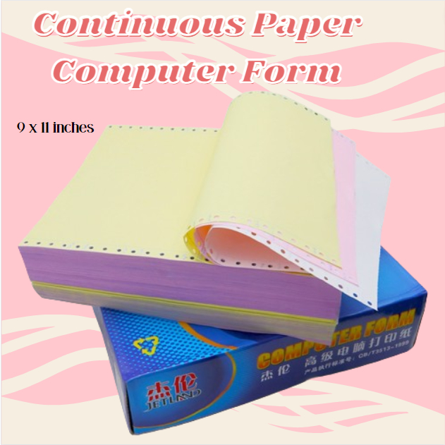 3 Ply Carbonless Continuous Computer Form 9.5 x 5.5 inches Tear off ...