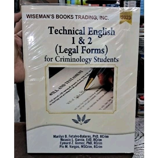Technical English 1 & 2 Legal Forms for Criminology Students Shopee