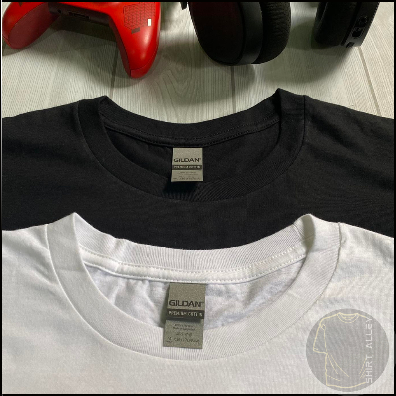 GILDAN PREMIUM Cotton 76000 T-Shirt Plain Round Neck Shirt White Black ...