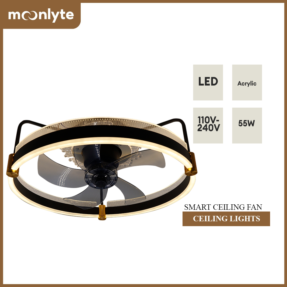 MOONLYTE 3Layer Oscillating Smart Ceiling Fan Light Remote Control ...