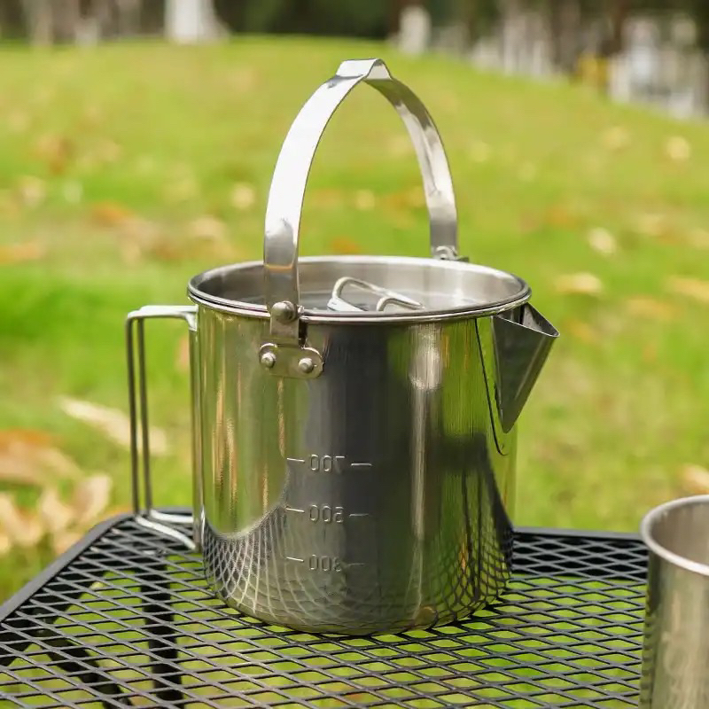 OUTDOOR CW-307 Camping Kettle Stainless Steel Cooking Kettle 1.2L ...