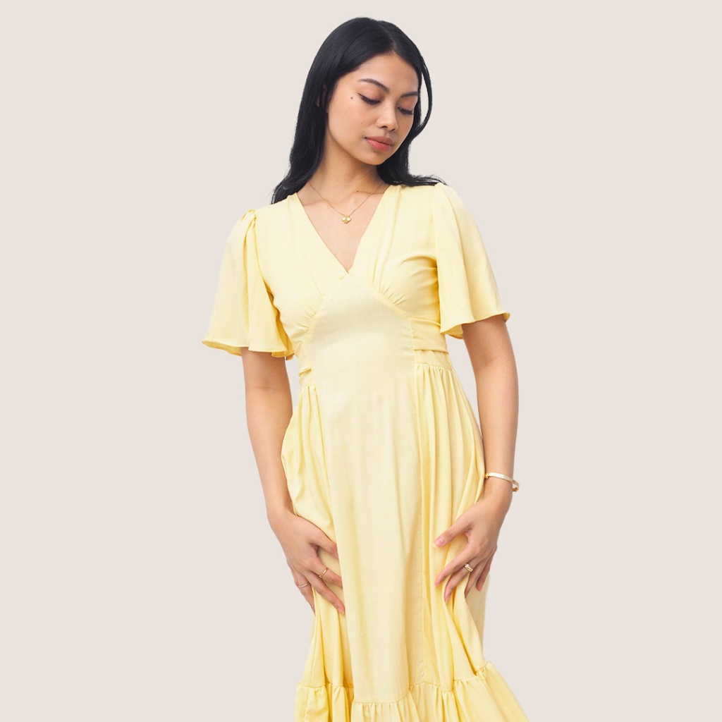 Hey Riley Laurel Stylish Flowy Dress with Waist Sash for Women (White ...