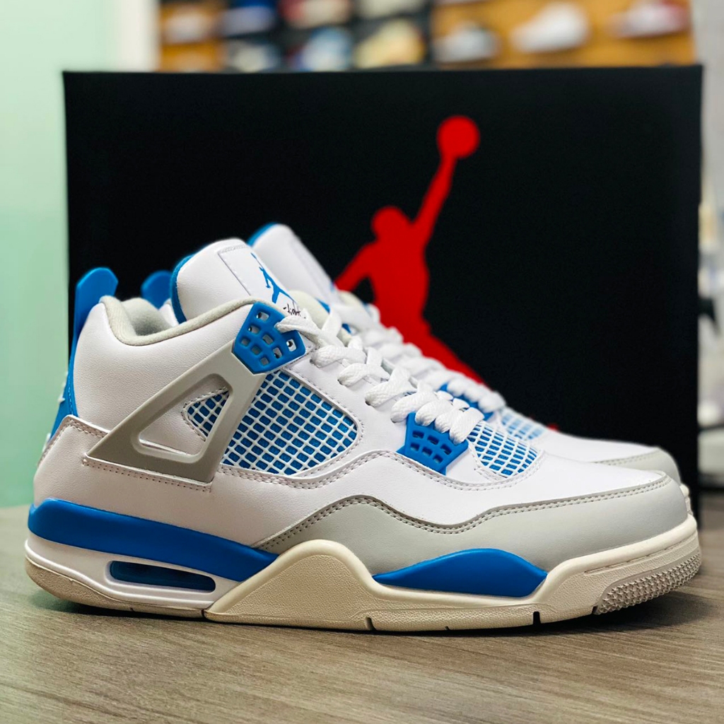 UA Sneakers Air Jordan 4 Military Blue Lowcut Basketball Shoes Fashion ...