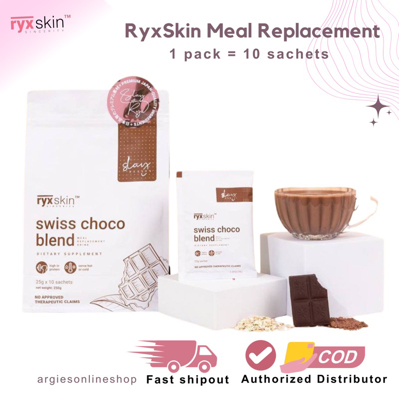 RyxSkin Swiss Choco Blend Meal Replacement w/ Pea Protein,Rolled Oats