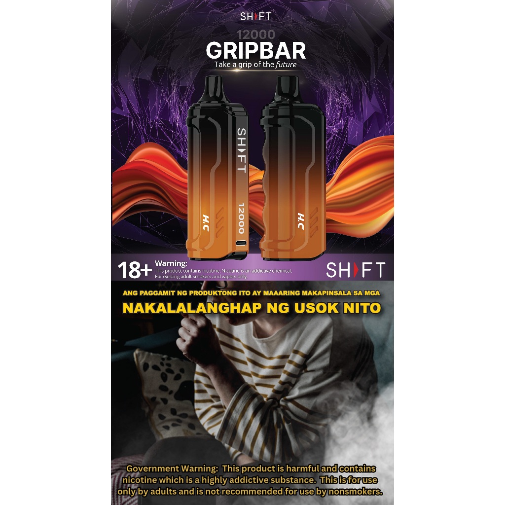 H.C GRIPBAR 12000 PUFFS WITH FREE SHFT LANYARD INSIDE FOR ADULTS 18 ...