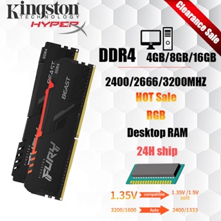 Kingston FURY Beast RAM RGB 8GB 16GB 3200MHz DDR4 RAMs CL16 Desktop Memory  Single Stick KF432C16BBA/8 3600MHz