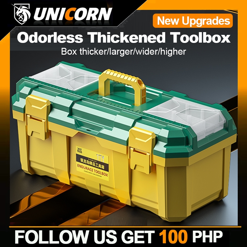 1219 inch heavyduty toolbox, doublelayer plastic tool organizer