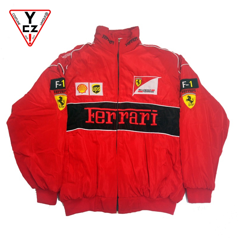 YCZ F1 Racing Jacket Embroidery Long Sleeve Retro Motorcycle F1 Ferrari ...