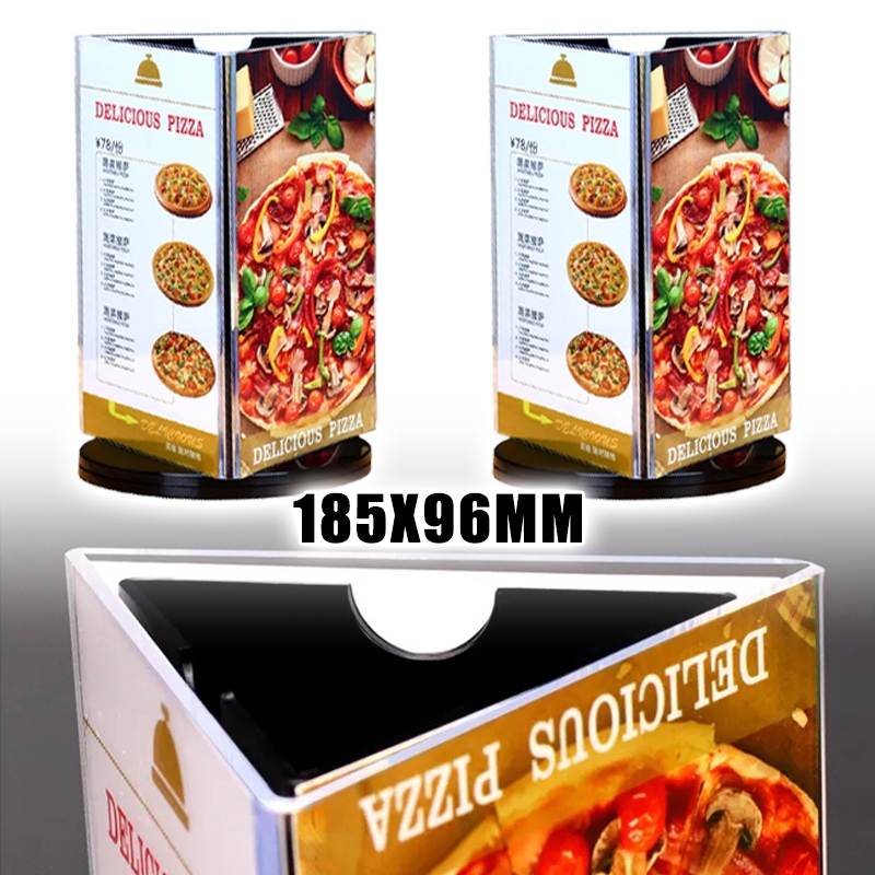 Acrylic Desktop Menu Holder 360 Degree Rotating Three Side Menu Price ...