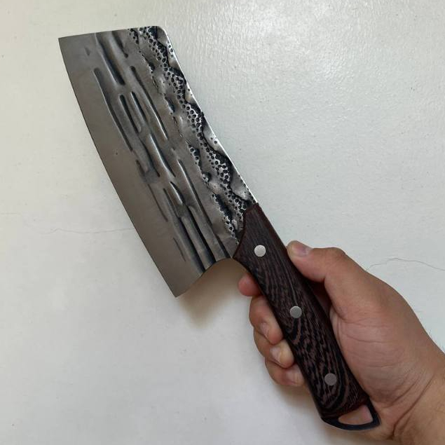 Heavy Duty Use7.2 Inches Solid Thick Nakiri Bocho Damascus Horizontal
