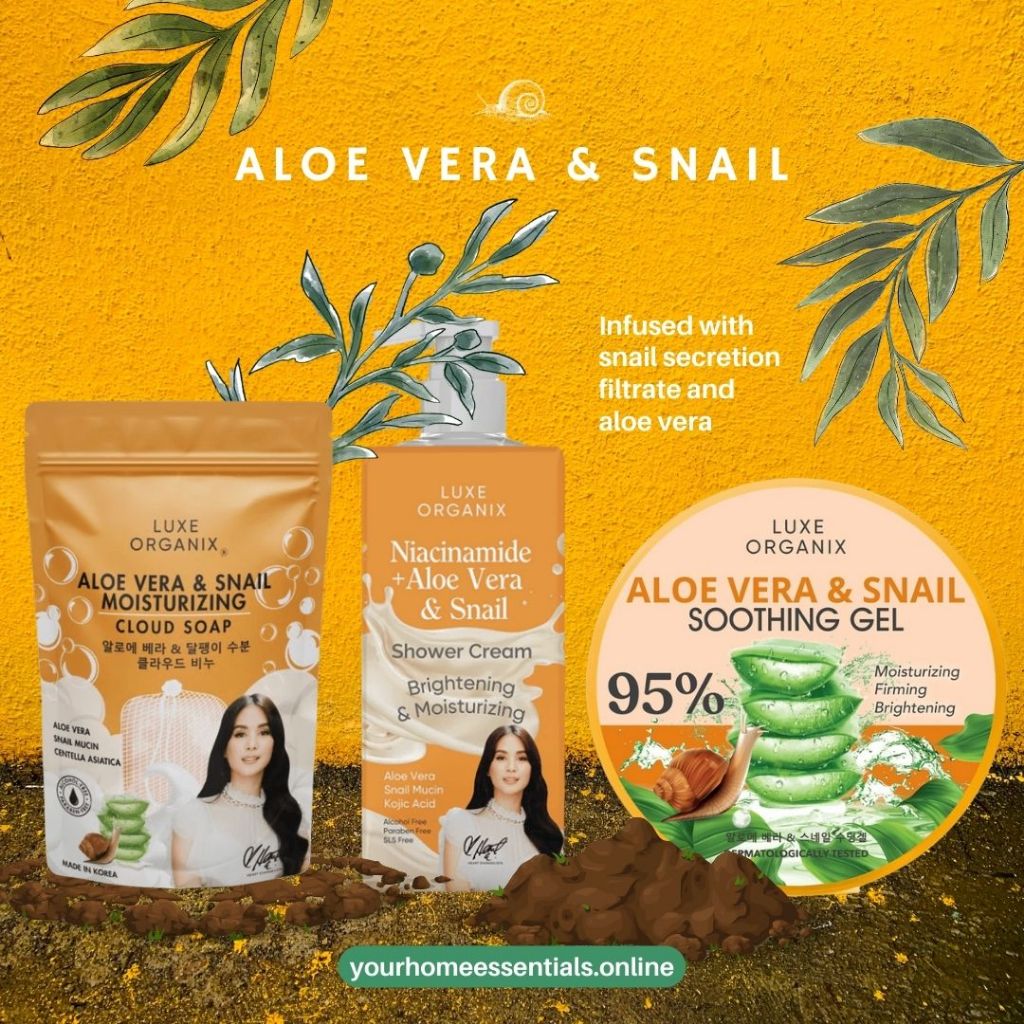 LUXE ORGANIX Aloe Vera & Snail Soothing Gels, Creams, Salt Scrub