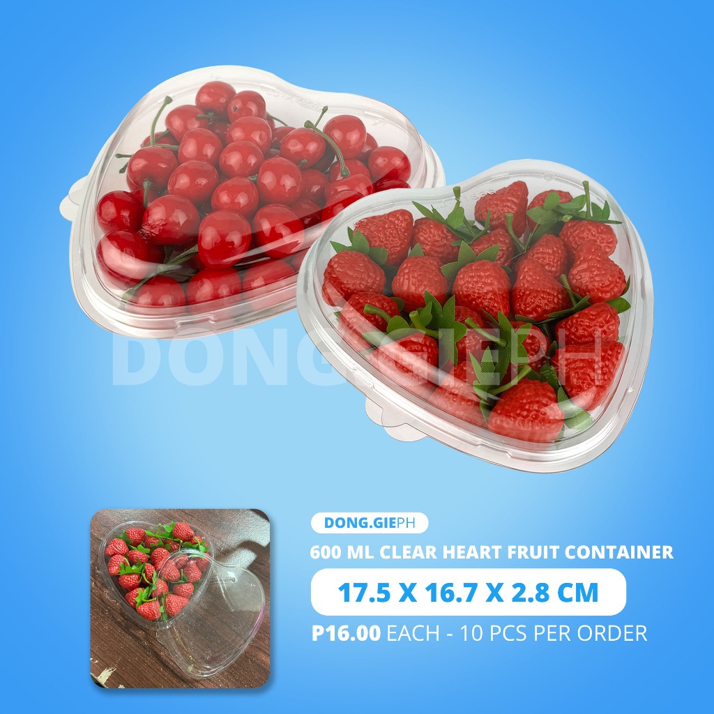 [10 PCS] 600 ML Clear Plastic Heart Fruit Container Shopee Philippines