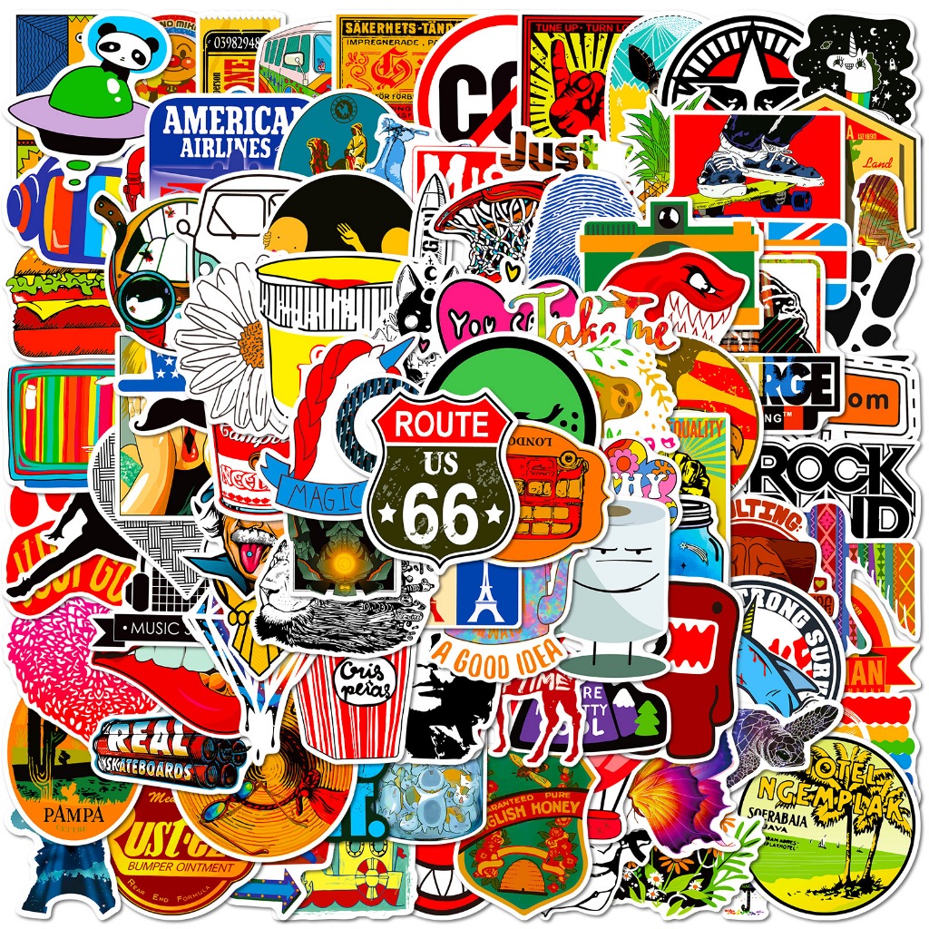100pcs Trendy Graffiti Sticker Set Removable Waterproof sticker phone ...