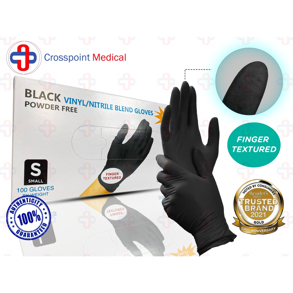 Crosspoint Black Vinyl Nitrile Blend Glove 100pcs Box Shopee Philippines