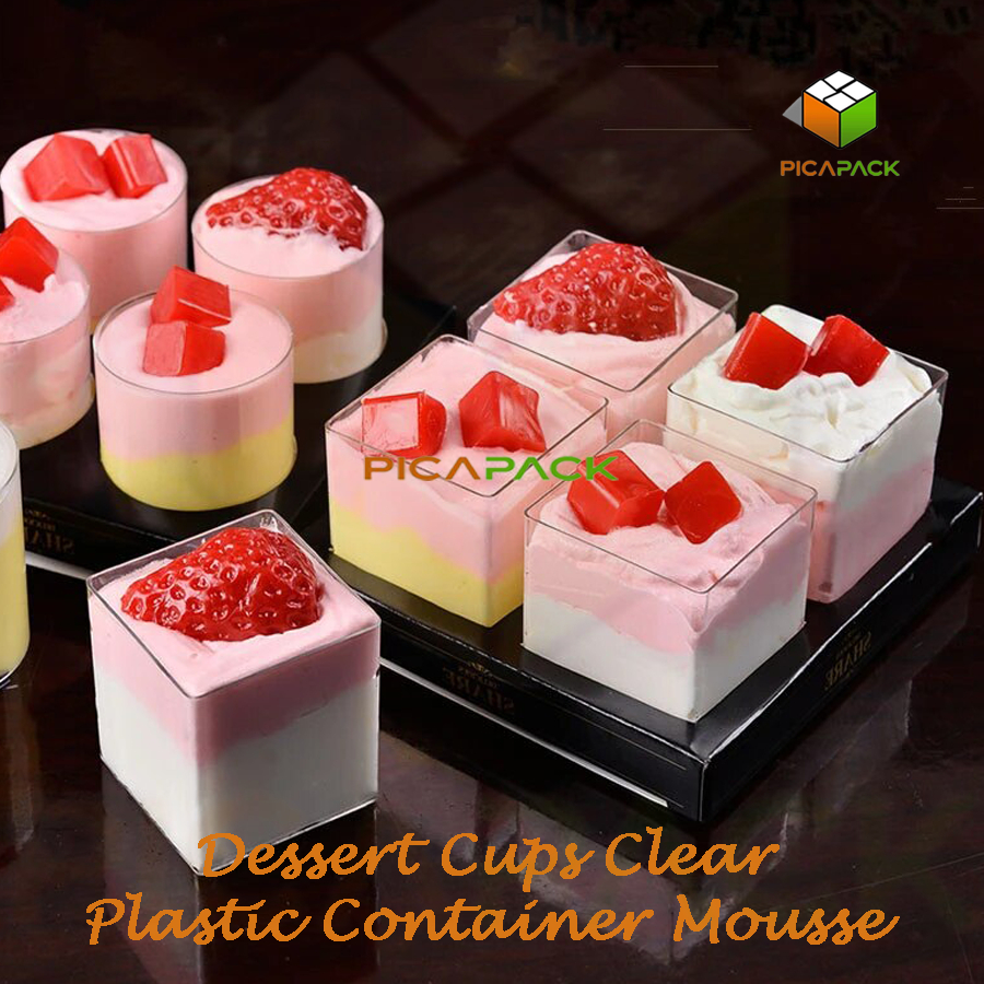 10pcs Dessert Cups Clear Plastic Container Mousse Cup Appetizer Ice ...