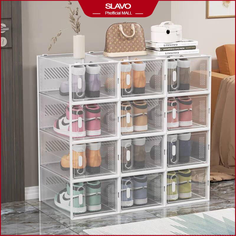 24PCS Shoe Box Stackable Shoe Storage Box Shoe Rack Foldable