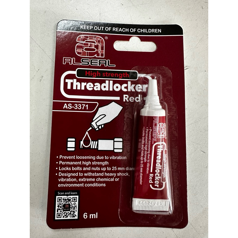 Thread locker red 6ml (alseal) | Shopee Philippines