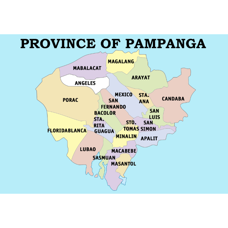 Pampanga Province Map A4 Laminated Chart | Shopee Philippines