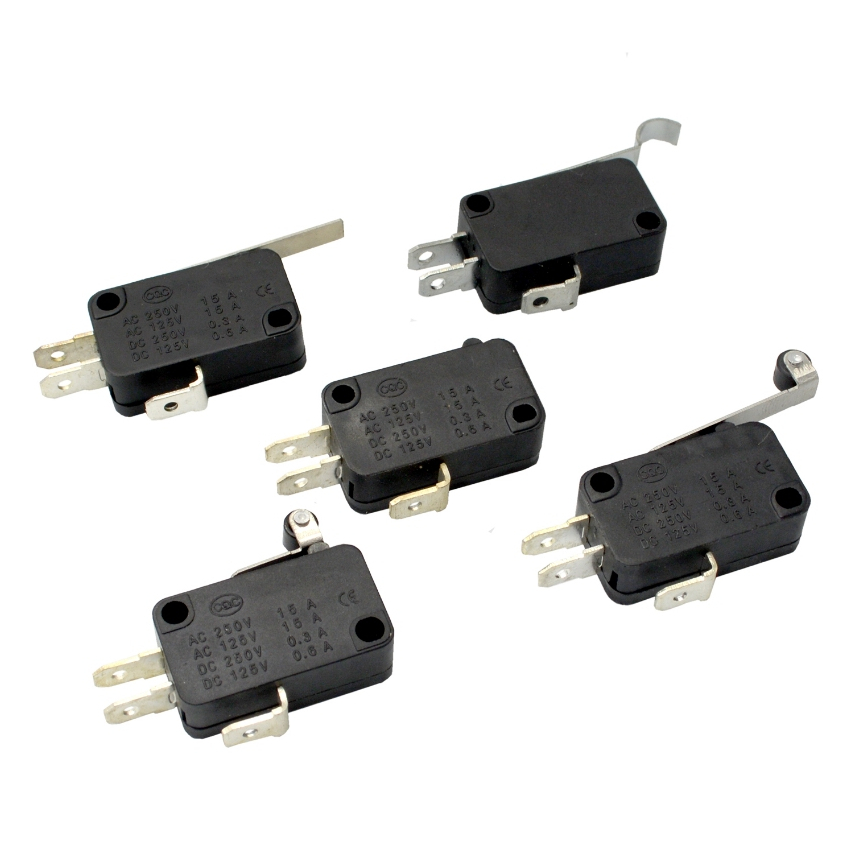 Mircro Switch 3 Terminals, w/ Shaft, w/ Roller & Shaft, w/ Short Shaft ...
