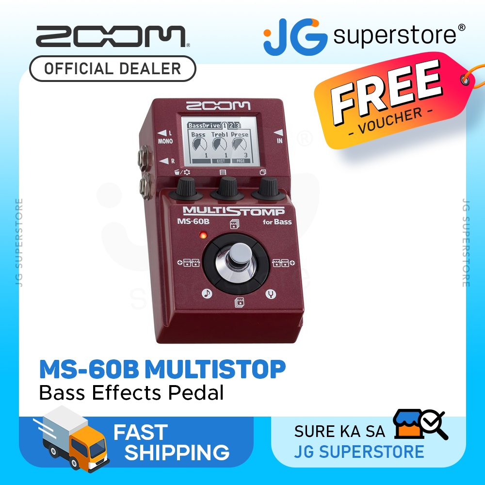 Zoom MS60B EG MultiStomp Bass Guitar Effects Pedal 58 Builtin
