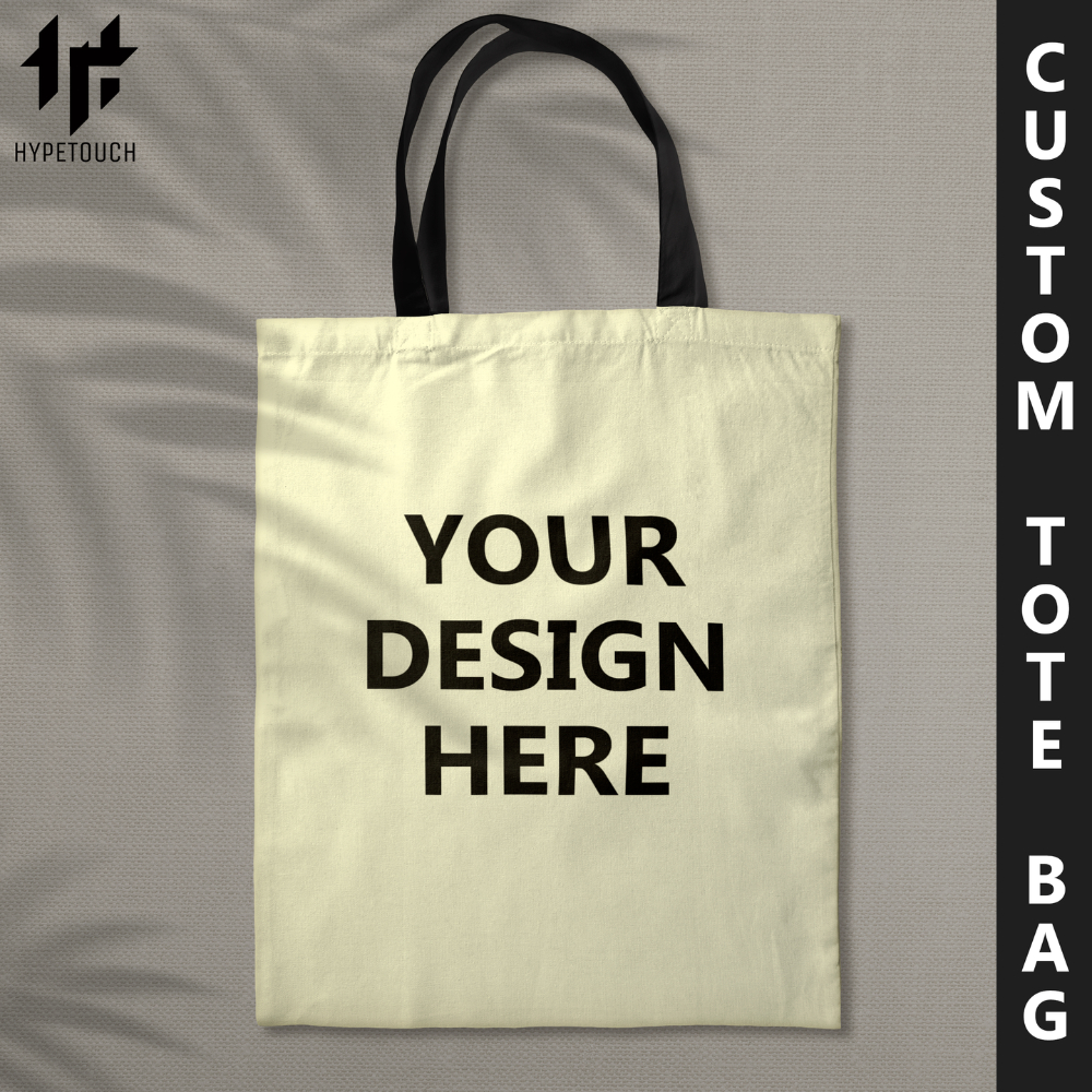 Customized Cream Black Canvas Tote Bags