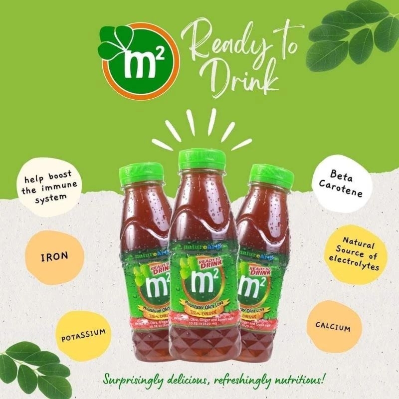 1 BOX (18 bottles) M2 Malunggay Okra Luya Ready to Drink Tea 320ml ...