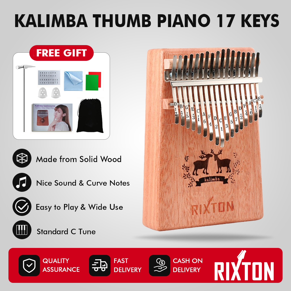 RIXTON Kalimba 17 Key Thumb Piano with Tuning Hammer Portable