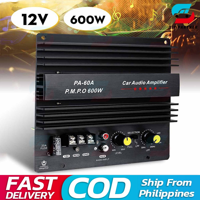 WUDI 3800W 12V 2 Channel Car Amplifier Subwoofer Class A/B Car Audio