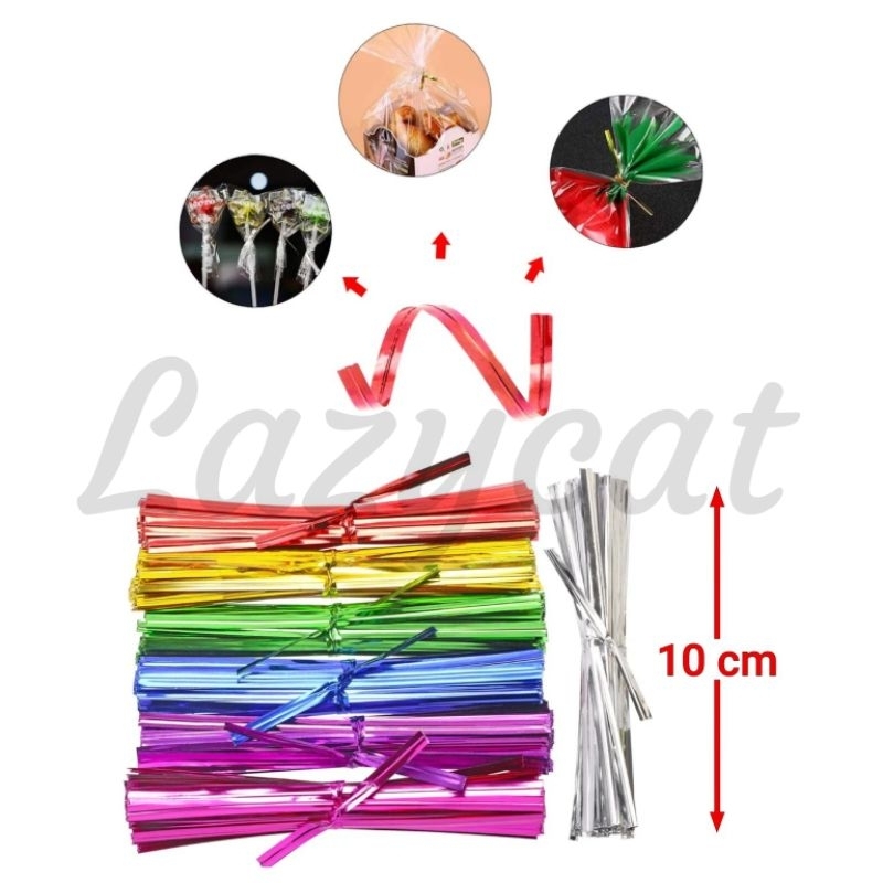 100 pcs 10cm Metallic Twist Wires Sealing Tie for Lollipop Candy Party ...