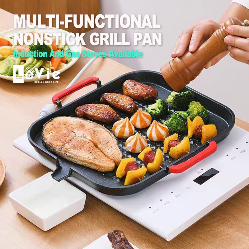 LaVie Korean Grill Pan Non Stick for Induction and Gas Stove Barbecue
