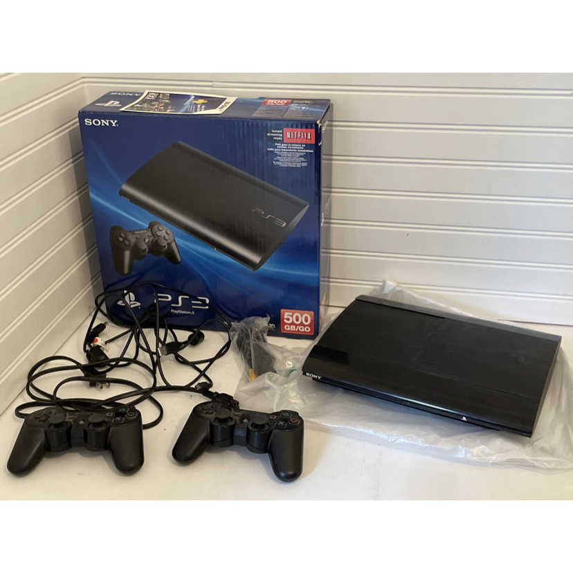 Sony Play Station 3 PS3 Super Slim 500 GB Console Bundle Complete in Box  CIB