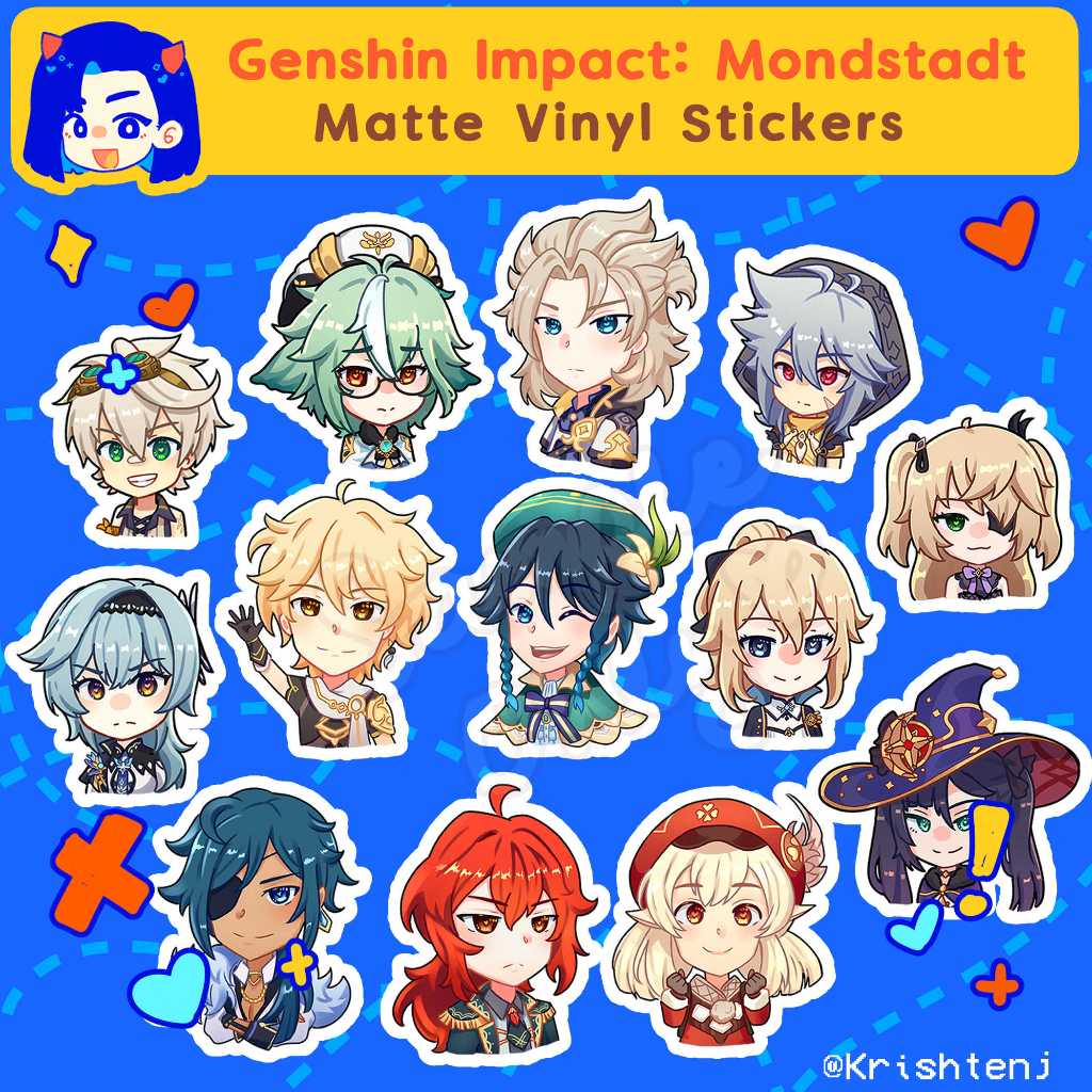 Genshin Impact Set Monstadt Matte Vinyl Stickers Krishten Shopee