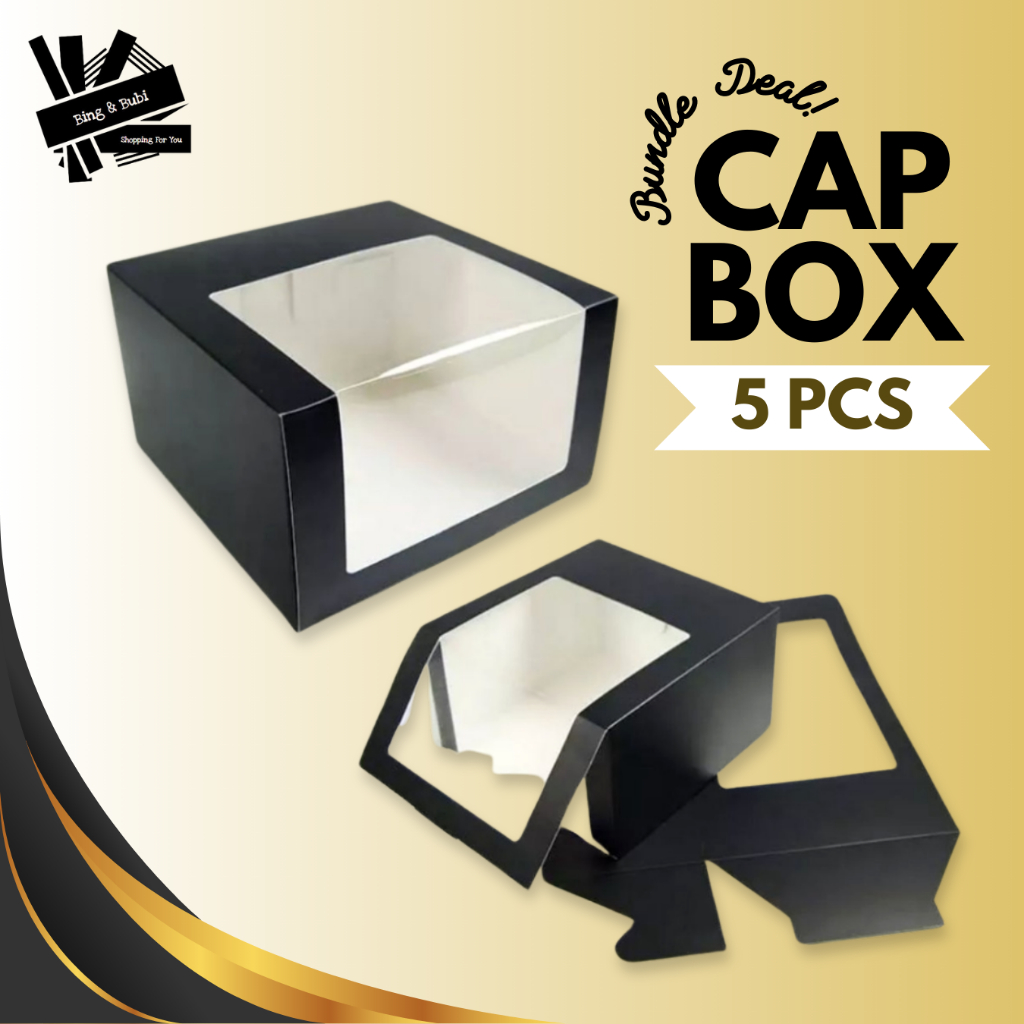 5 PCS Cap Box Matte Black Carton | Shopee Philippines