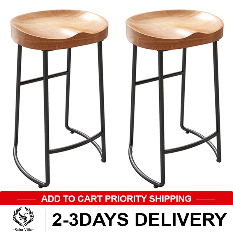 Simple bar chair solid wood Scandinavian home bar chair front desk coffee restaurant iron high