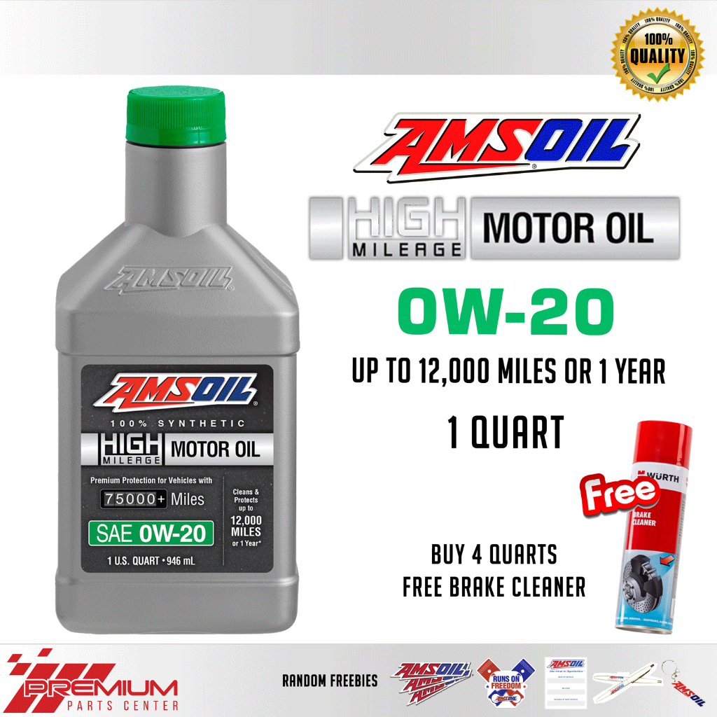 AMSOIL 0W20 Fully Synthetic HIGH MILEAGE Engine Oil Quart (946ml