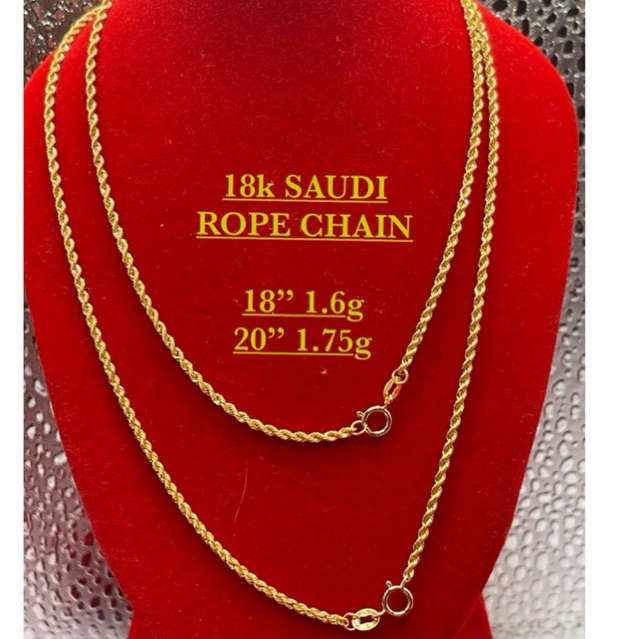 PAWNABLE 18K SAUDI GOLD ROPE CHAIN 20 22 24 Shopee Philippines