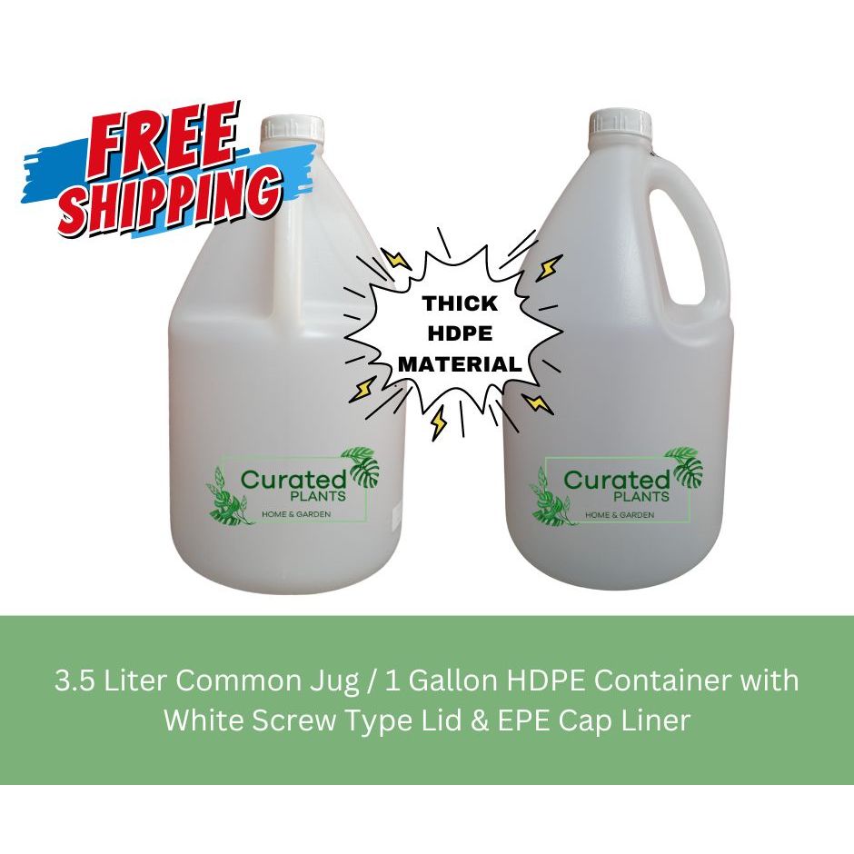 3.5 Liter Common Jug / 1 Gallon HDPE Container (BRAND NEW) with White ...
