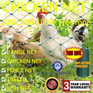 FREE ROPE Chicken Net50M/100meters Farm Poultry Poly Range Lambat Ranging  Net