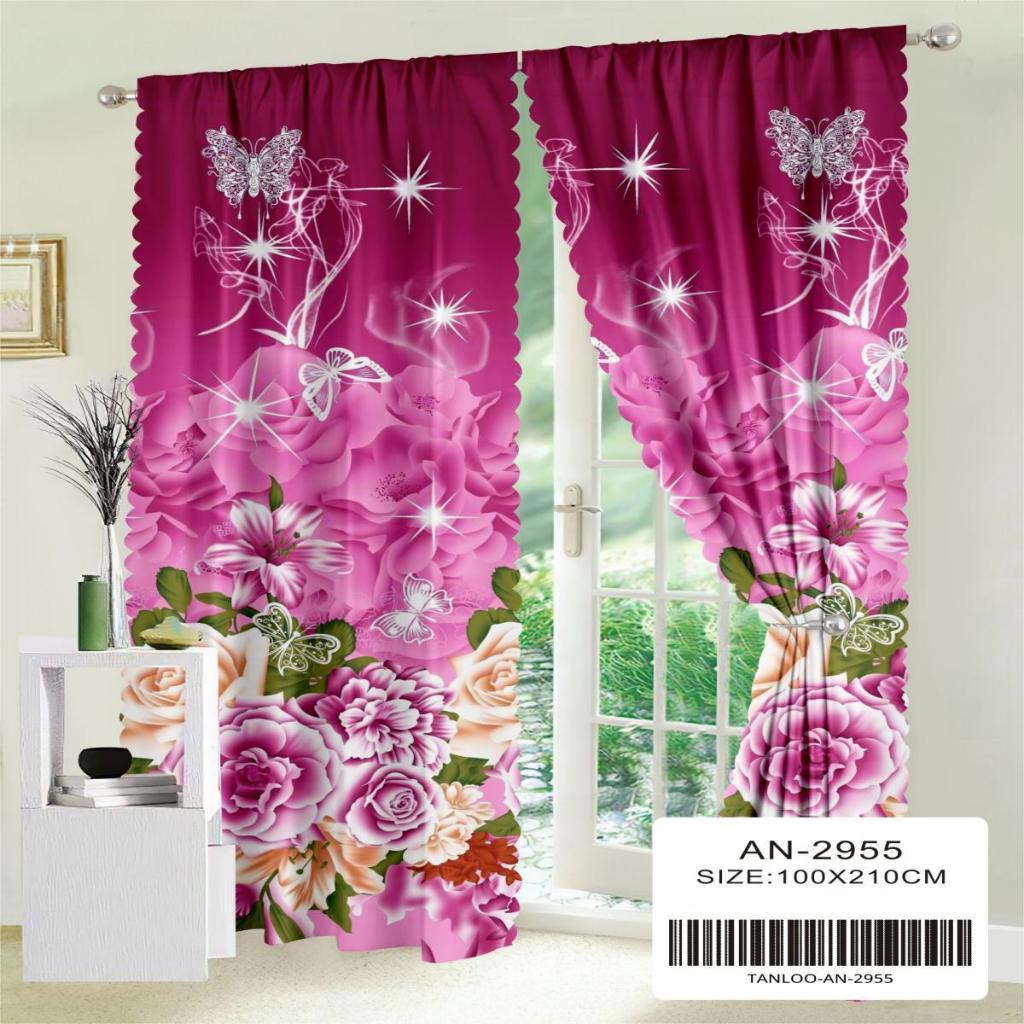 Curtain Butterfly 100x210CM Curtain Kurtina Door Curtain Lace Curtain ...