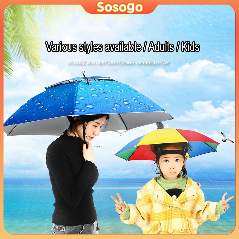 Funny Umbrella Hat Adult and Kids Folding Cap for Beach Fishing