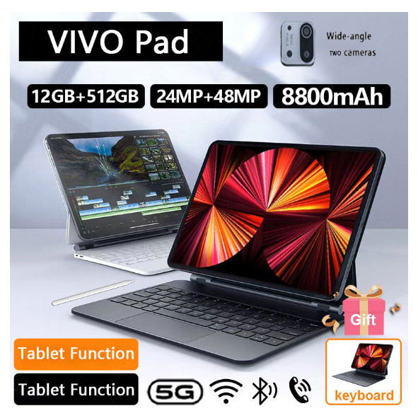 VIVO 2023 New Tablet Android Original RAM 12GB+ROM 512GB 11.6Inch HD Screen Tablet  PC Free Gift SALE