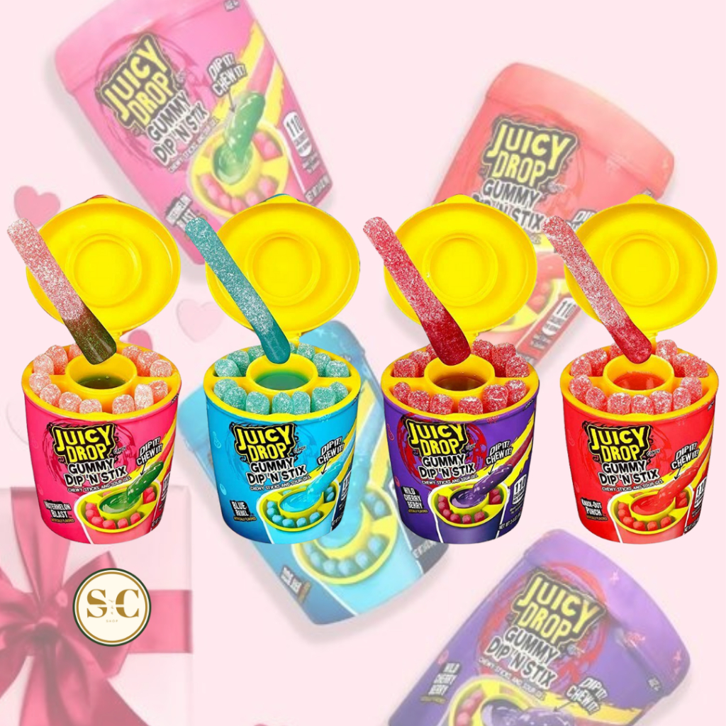 Juicy Drop Gummy Candy Dip 'N Stix Gummy Candy Sticks With Sour Dipping