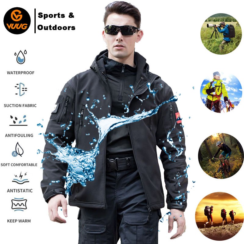 VUUG Tactical Jacket Military Shark Jacket Men Hoodie Waterproof Jacket ...