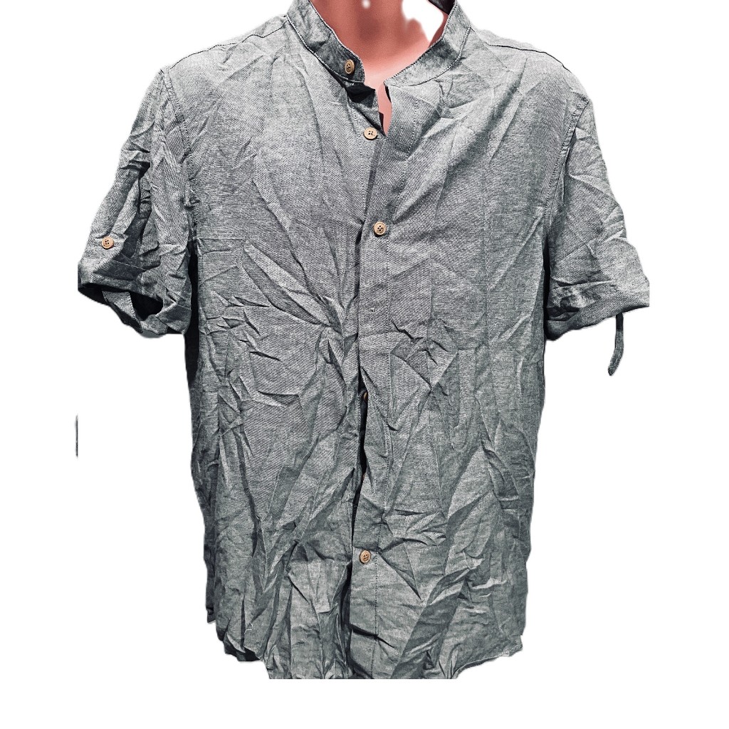 China Collar Button Down Pinstriped Top