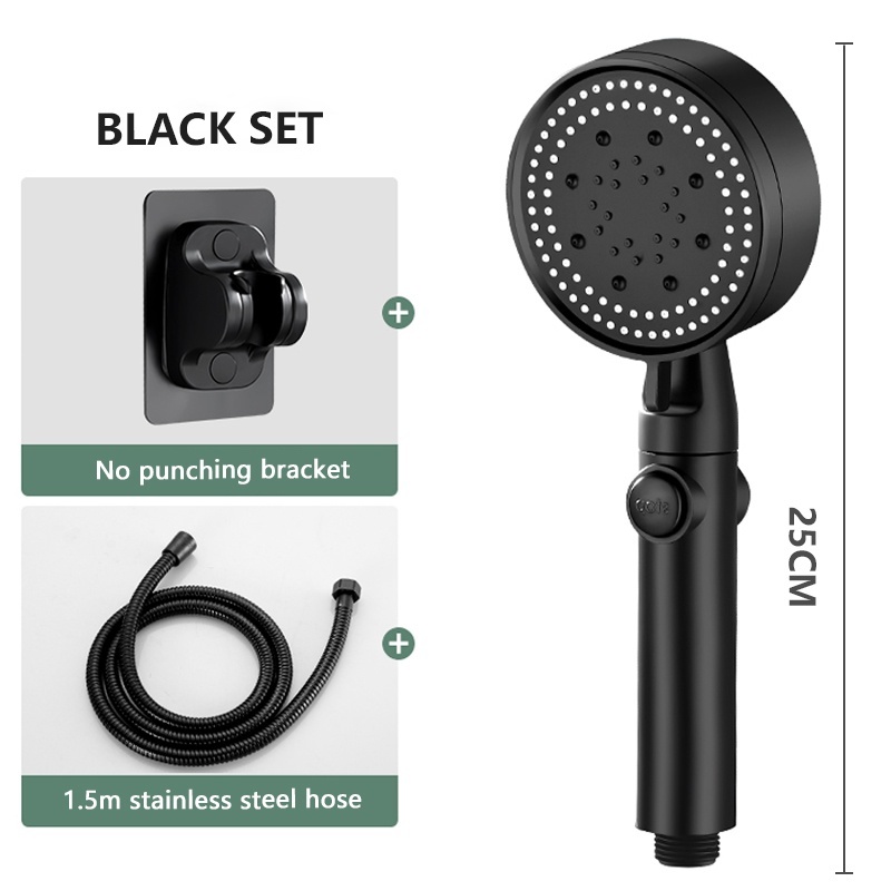 3in1 Shower Head With Hose Holder Set 5 modes Black Universal High ...