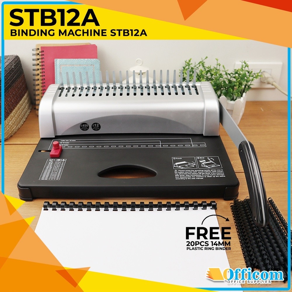 Comb Binding Machine STB12A A4 size with FREE 20pcs Binder (12sheets Punched) (450sheets Bind